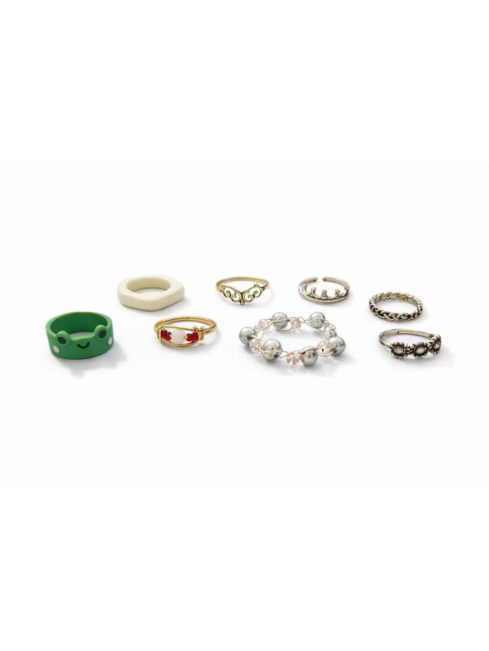VTG-now Gold pearl funky dainty RINGS LOT Jewelry Lot Chunky 90s 2000s Y2K boho